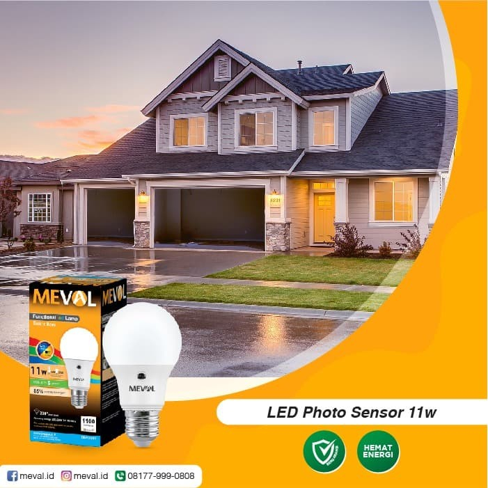 MEVAL LED PHOTO SENSOR 11W/ LAMPU SENSOR CAHAYA MEVAL 11 WATT