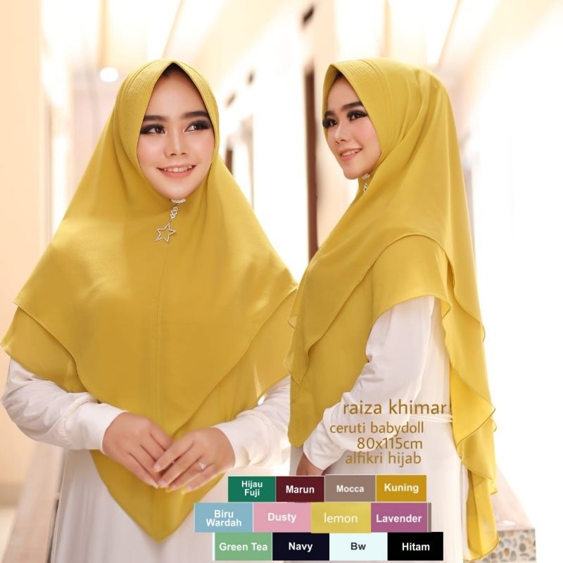 RAIZA KHIMAR /hijab syari /krudung panjang 2layer ceruty babydoll
