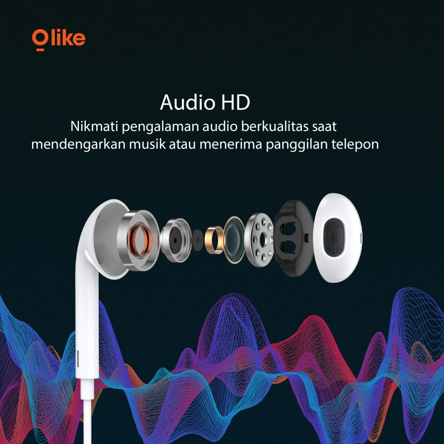 Olike E15 Earphone Headset 3.5MM with Mic (spt Robot RE101s RE10 RE20)