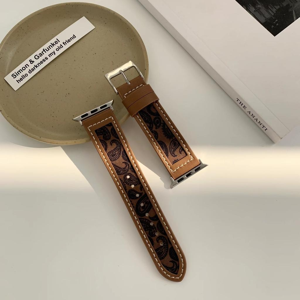 Strap Apple Watch Vintage Leather stitching Canvas Band for Apple Watch Series Ultra 8 7 SE 6 5 4 3 2 1