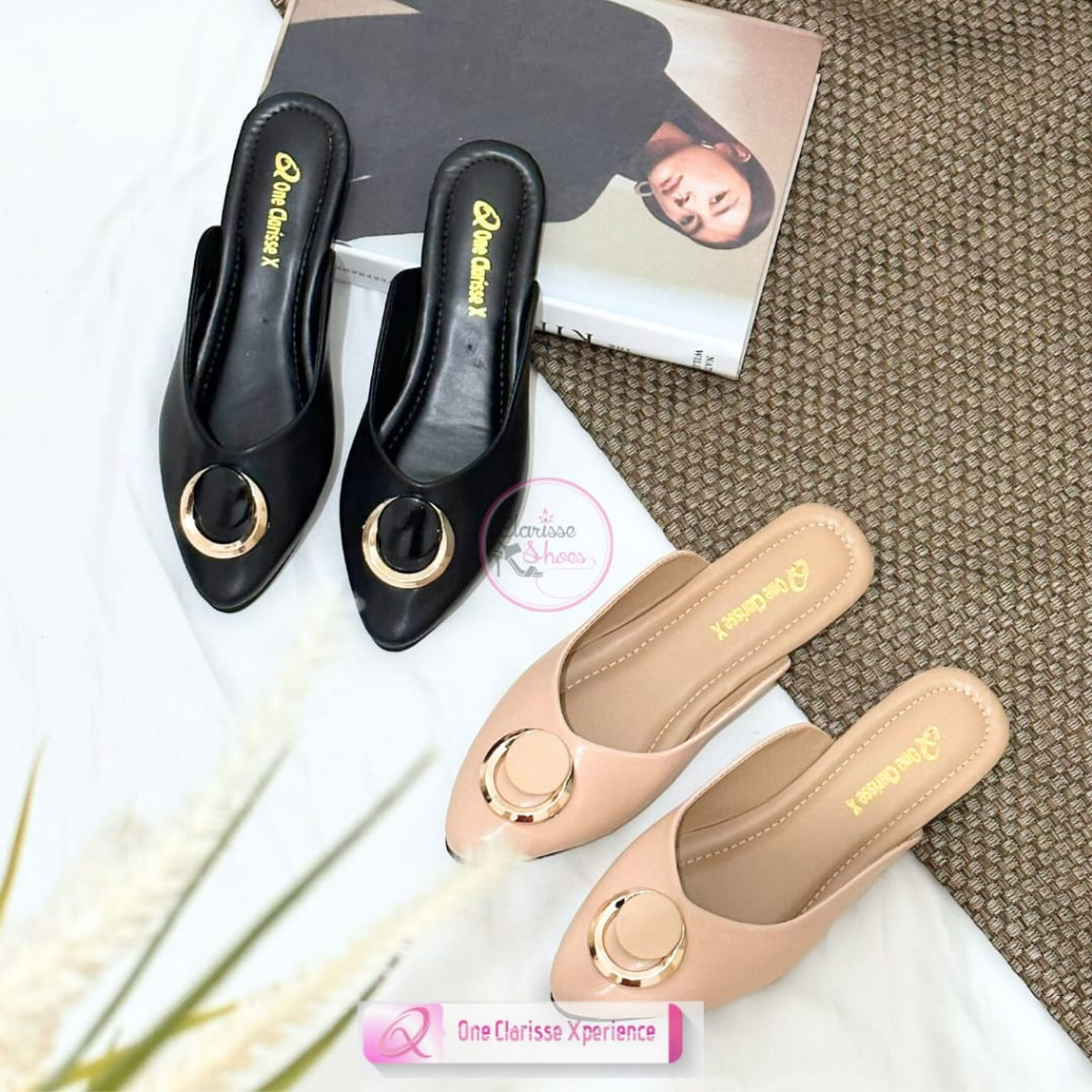 CLARISSE ZALINA Mules Wanita Slip on Sol karet