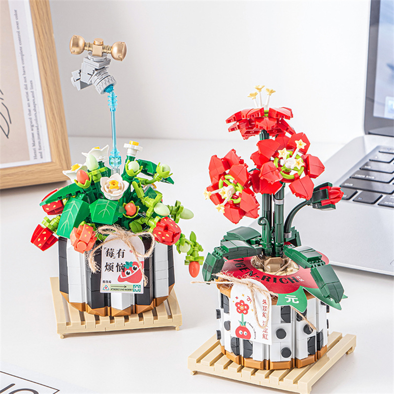 LOZ Nano Block Hippeastrum Model Balok Bangunan Buket Bunga Immortal Untuk Bunga Block Mainan