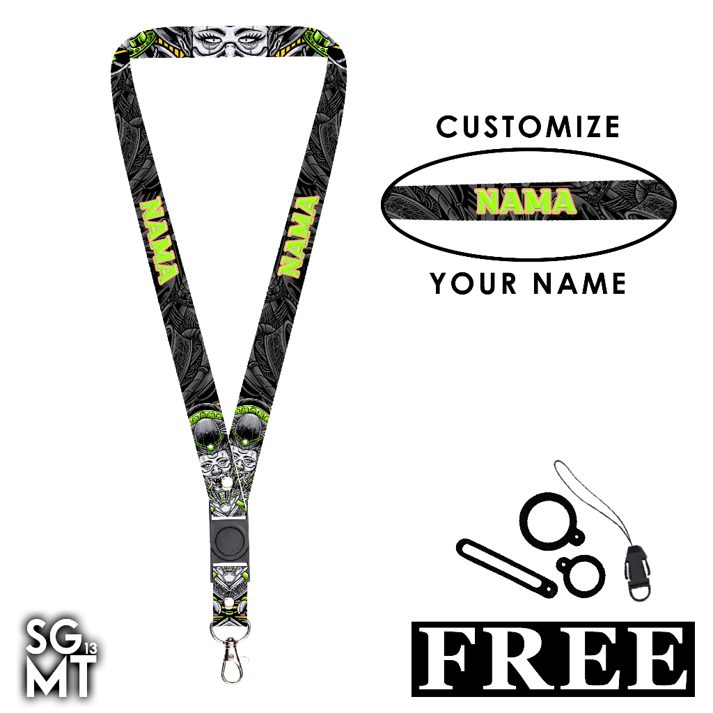 BISA SATUAN Lanyard Custom Nama  Printing Full 2 Sisi Ukuran 2cm Satuan Murah Bisa Request Nama Design 2