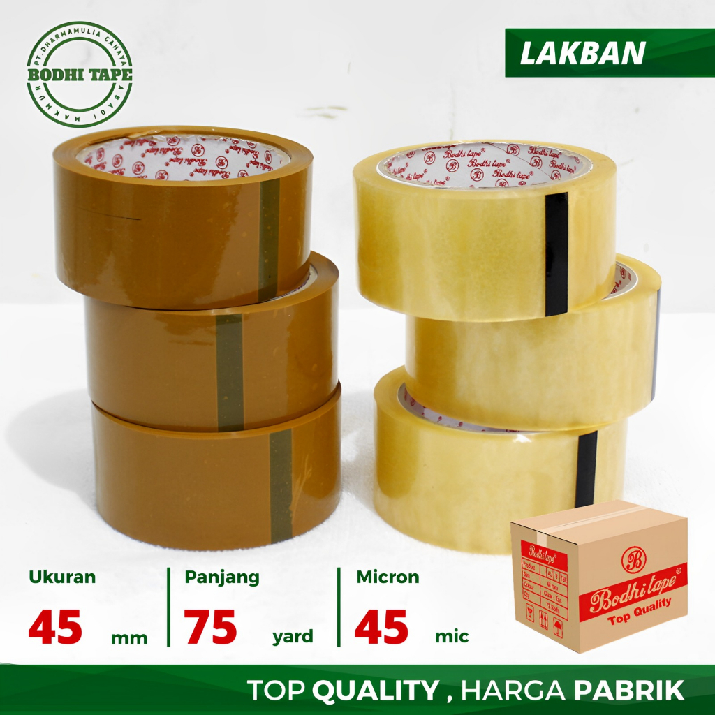 

LAKBAN BENING COKLAT 45mm X 75yard BODHI TAPE Termurah Berkualitas