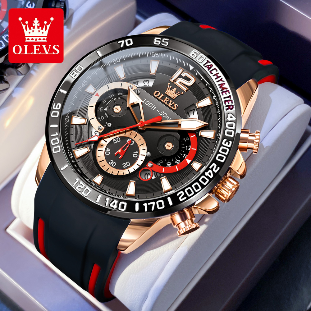 OLEVS Jam Tangan Pria Anti Air Original Terbaru Mewah 2022 Luxury Kulit Tahan Keren Led Watch Men Leather With Date