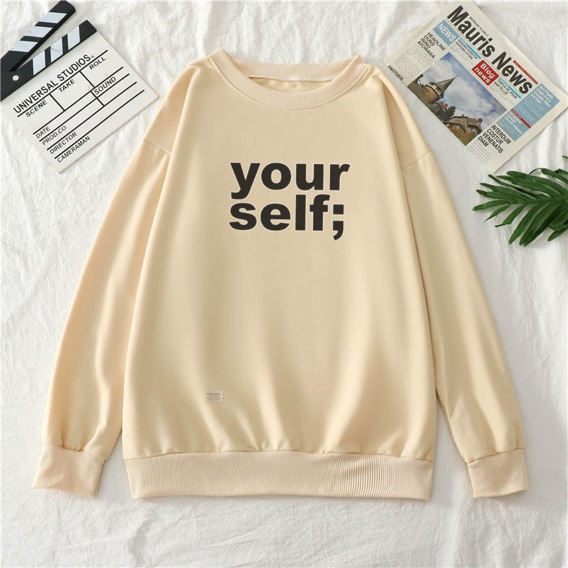 Parisdivarious Sweater Hoodie Sweatshirt Crewneck Yourself Bahan Fleece Size S - XXL (Pria &amp; Wanita)