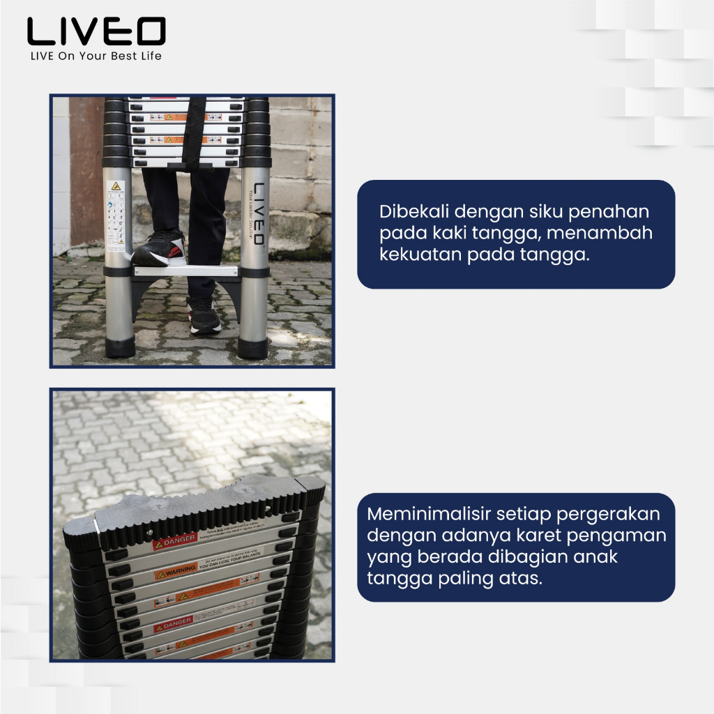 Tangga Single Telescopic Liveo LV-206 / Tangga Lipat Alumunium Teleskopik