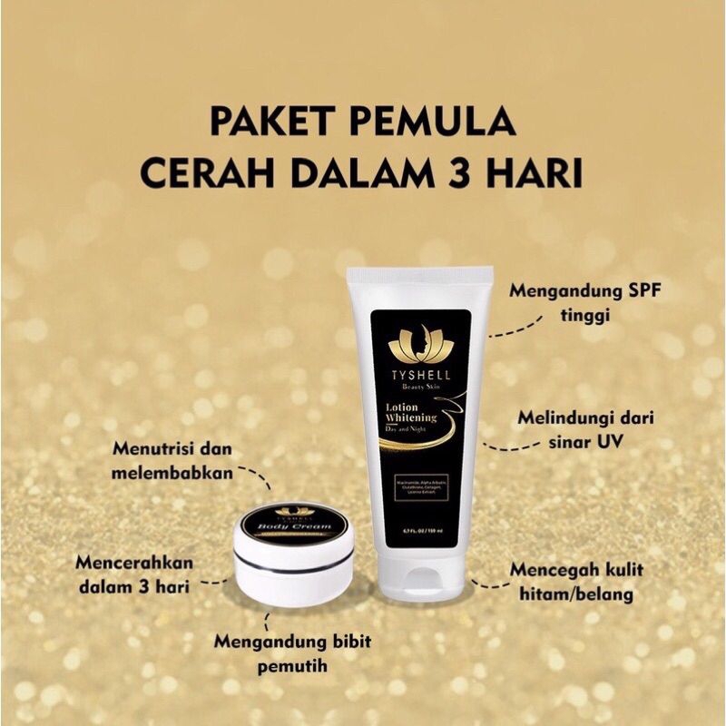 AMPUH❗️TYSHELL BEAUTY Body Lotion Body Cream Dosis Tinggi paket pemula cerah dalam 3 hari (paket bun
