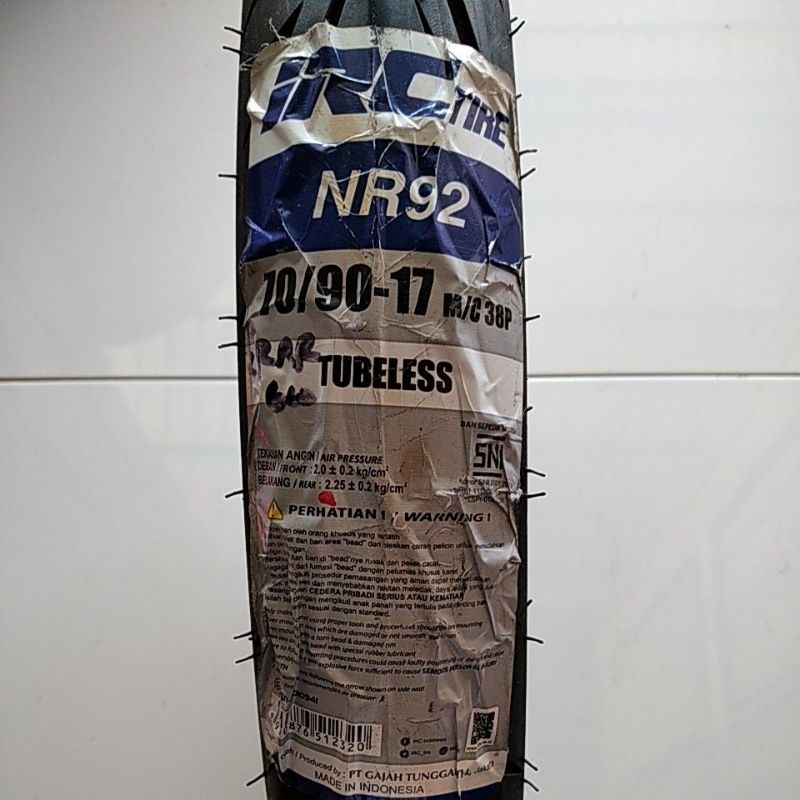 Ban luar 70/90-17/250-17 NR92 tubles IRC