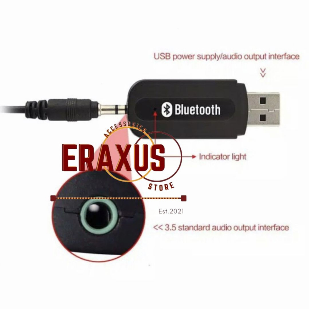 Eraxus USB BLUETOOTH RECEIVER AUDIO JACK SPEAKER AKTIF / MOBIL / AUDIO MUSIC