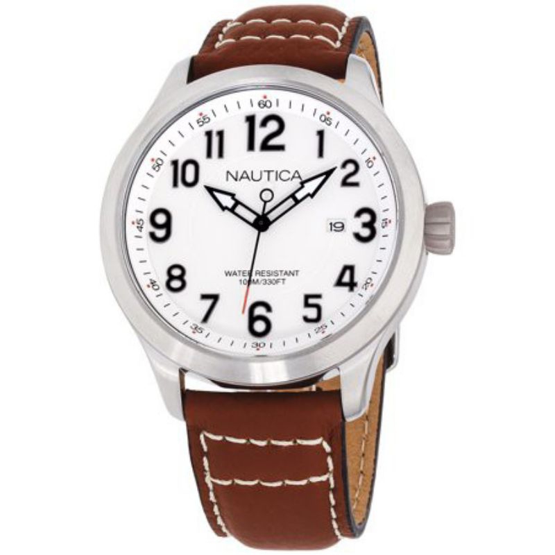 JAM TANGAN PRIA NAUTICA NAI10005G ANALOG ORIGINAL TALI KULIT