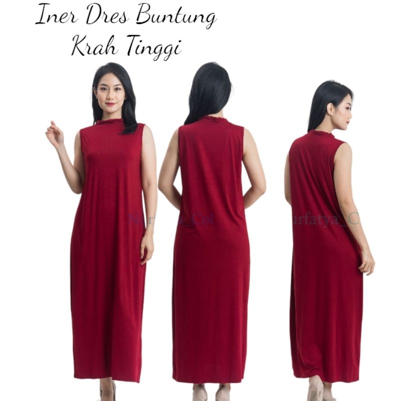 Dres Tanpa Lengan Gamis Kutung Krah Tinggi Inner Buntung Shanghai