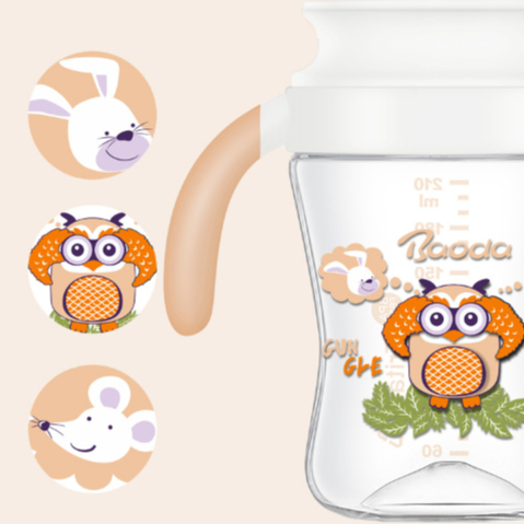360° Sipper Cup dengan Gagang 210ml TRITAN Anti Pecah Anti Tumpah Training Cup with Handle Gelas Minum Bayi Cangkir Anak