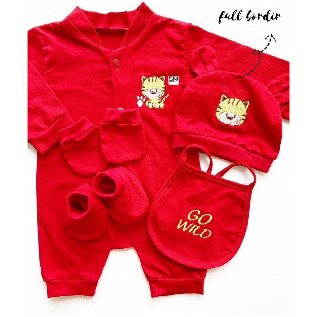 SLEEPSUIT TIGER RED SET TOPI BOOTIES