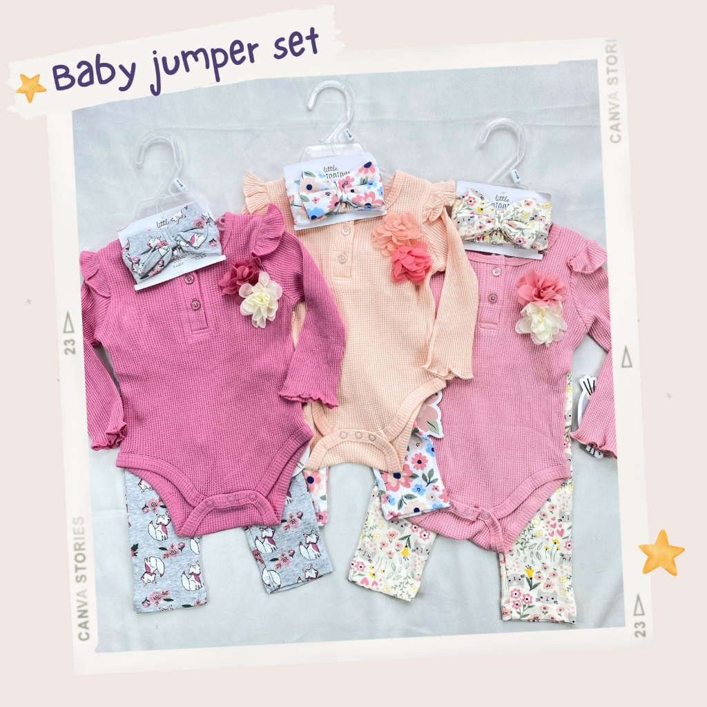 Jumper set 3in1 anak perempuan model jumsuit baby  lucu ala korea import