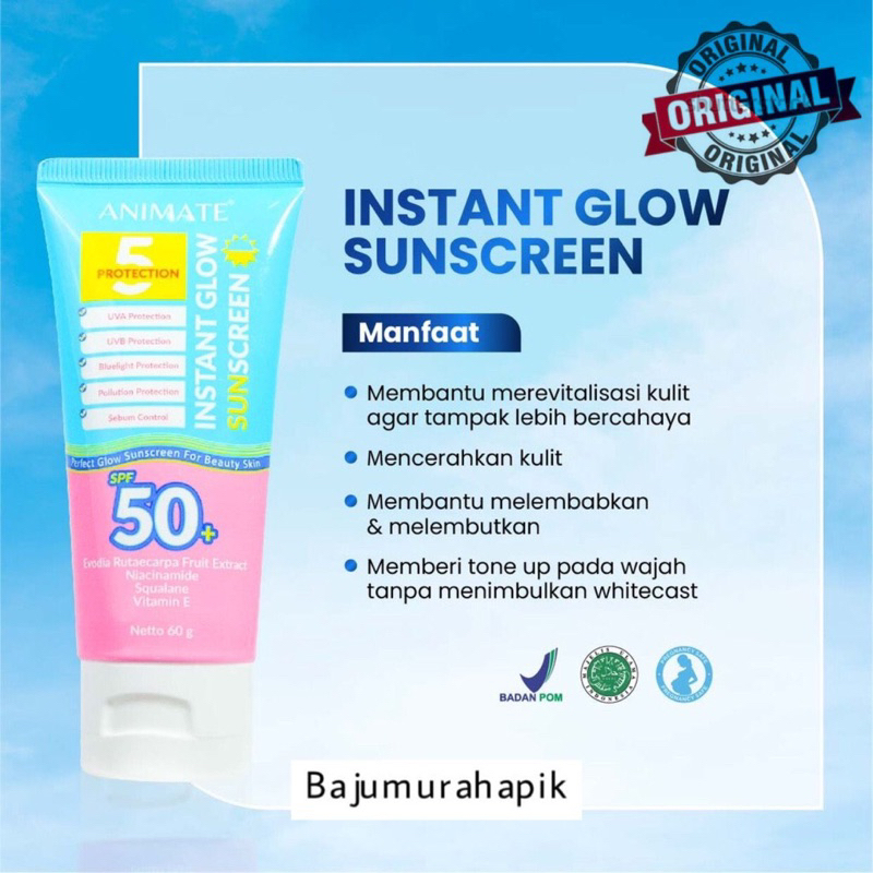 Animate Instan Glow Sunscreen SPF 50 Sunblock