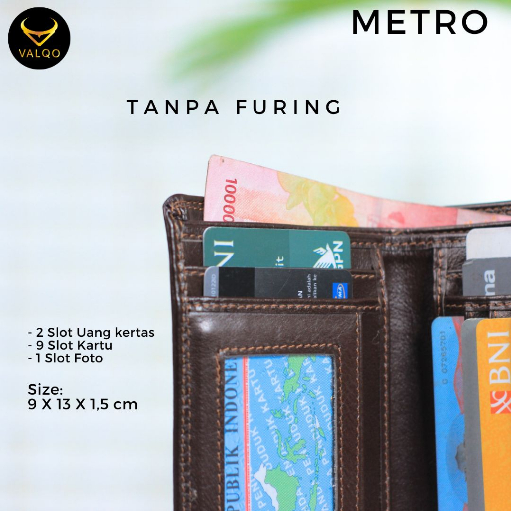 [VALQO] METRO Dompet Kulit Sapi Spesial Tanpa Furing Cowok Pria Laki bisa COD