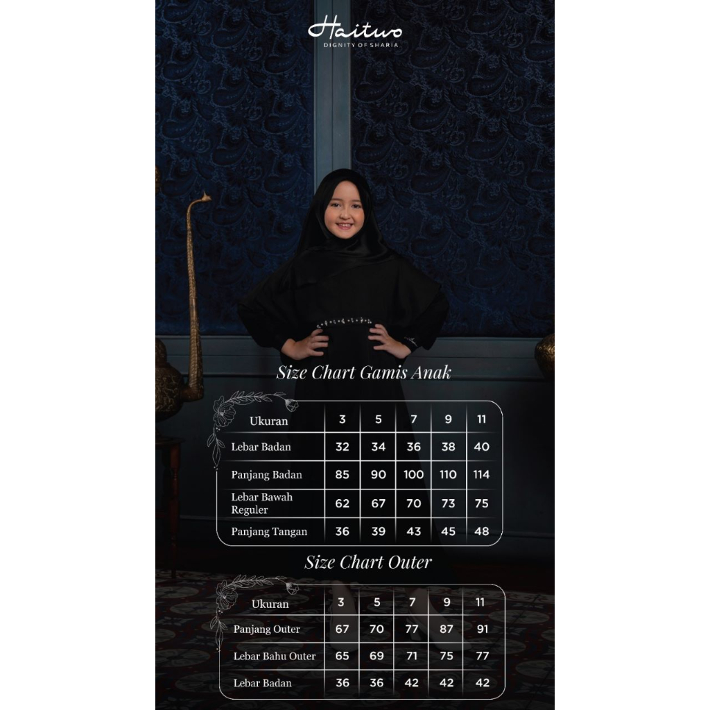 Haitwo Sarimbit 2023 AL HAMBRA BLACK Bahan Rayon Cotton Silk Nyaman Dan Casual seragam keluarga baju lebaran