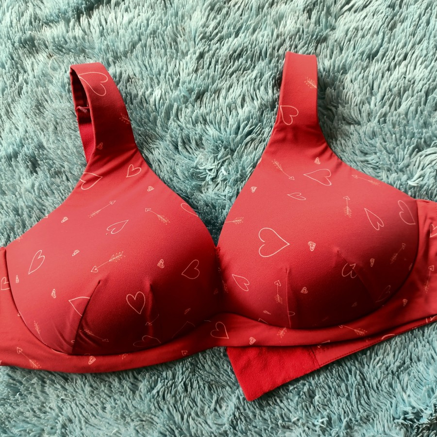 BRA SEAMLESS WIREFREE FLIRTITUDE RED LOVE SIZE XXL (2XL) FIT BRA 38C 38D 38E 38F 40C 40D 40E 42C 42D