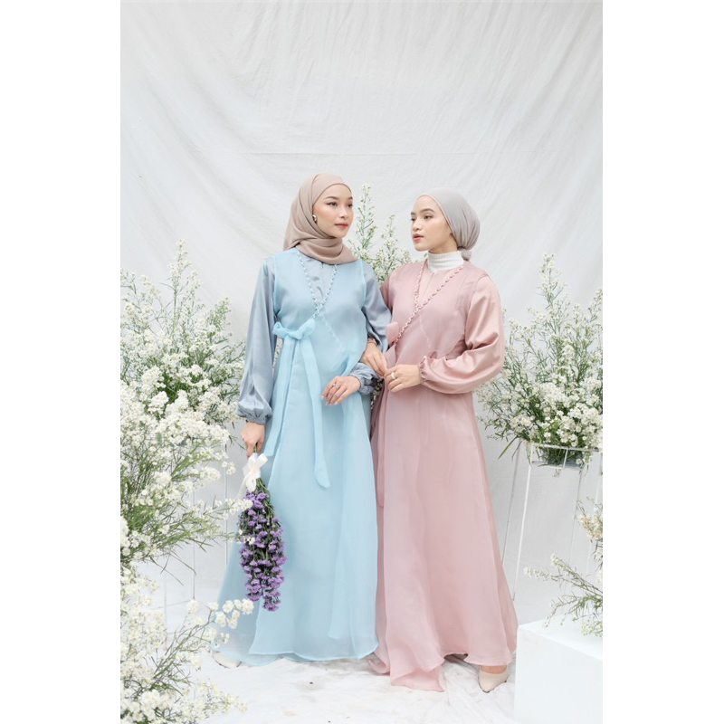 Yejin Kimono Dress || Basic Dress + Organza Outer (outer terpisah) Dress Kondangan Dress Bridesmaid cantik
