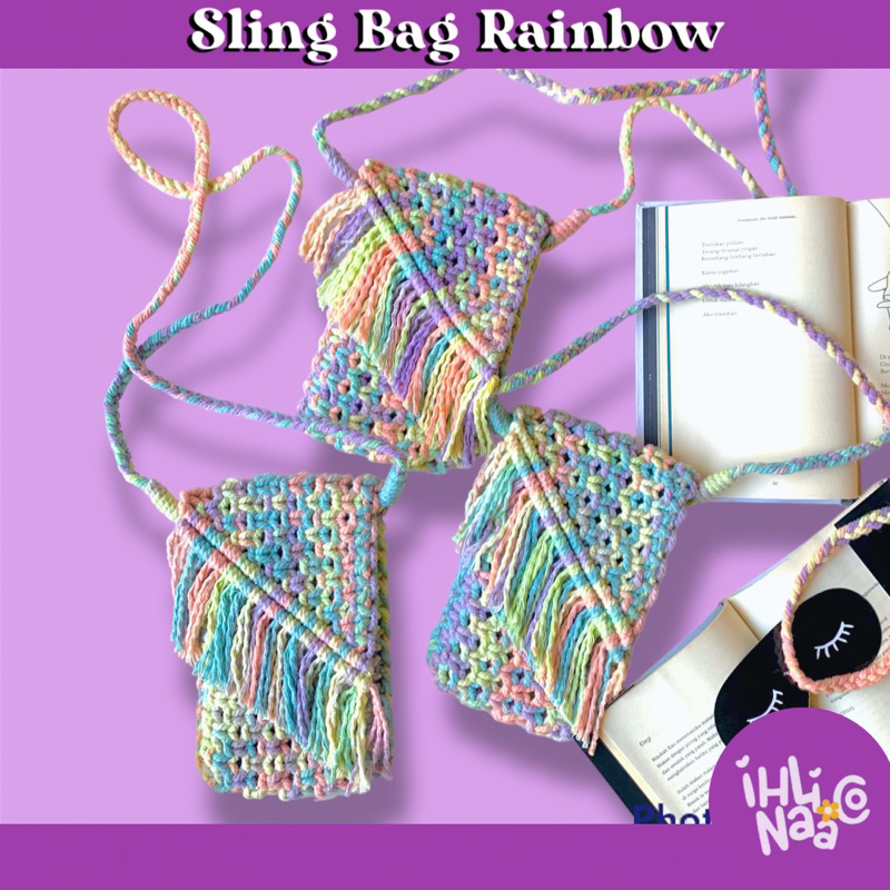 RAINBOW BAG MACRAME // TAS SLING BAG MACRAME