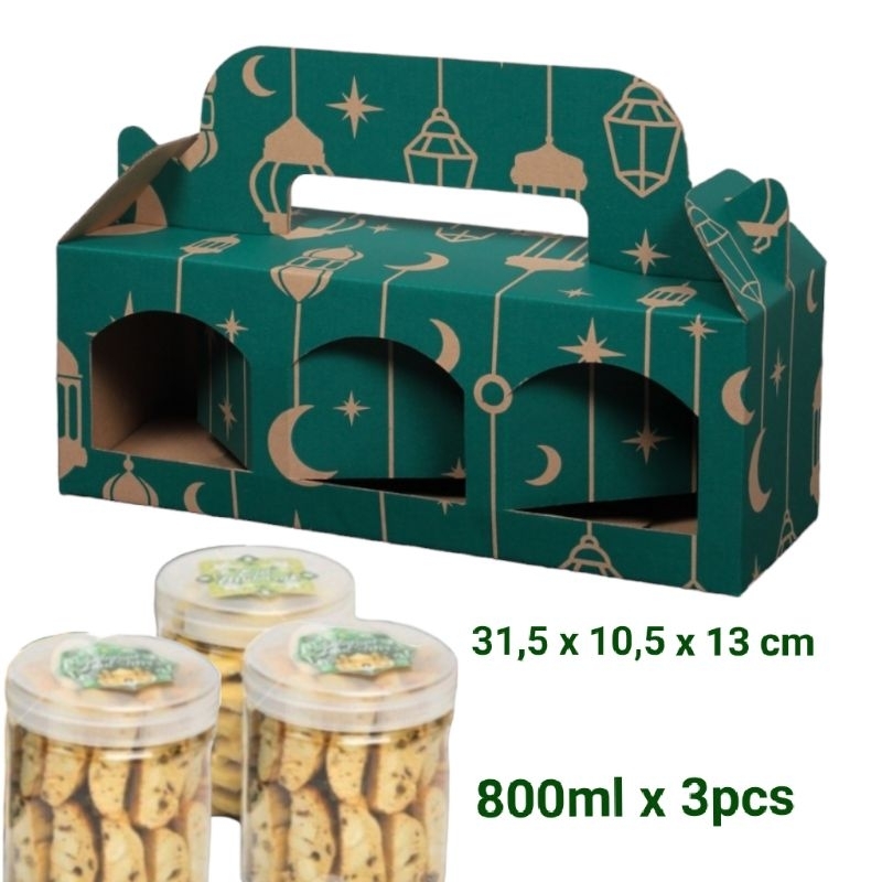 

BOX LEBARAN UKURAN 3PCS TOPLES TABUNG 800ML atau 750ml - dus parcel lebaran - box sembako lebaran - kotak parcel - kotak bingkisan idul fitri - kotak kado - kotak kue