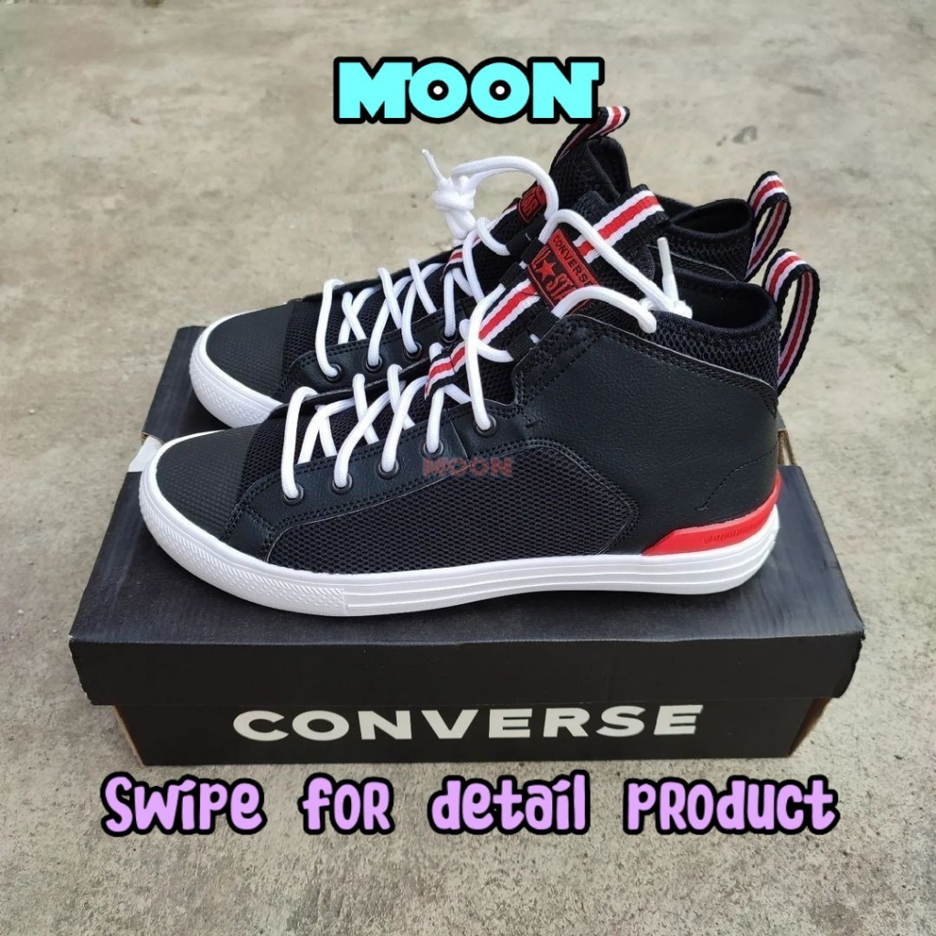 CONVERSE CTAS ULTRA MID BLACK UNIVERSITY RED SNEAKERS ORIGINAL RESMI