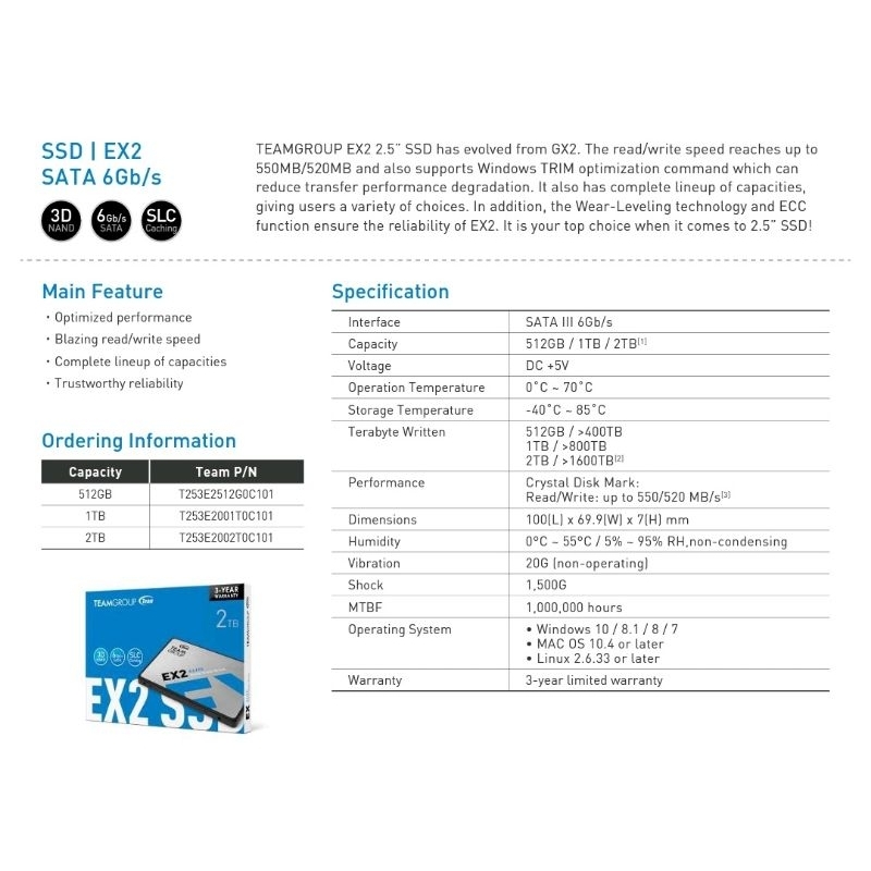 Team SSD EX2 512GB SATA