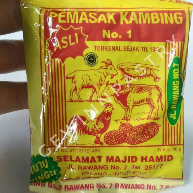 

BUMBU PEMASAK KAMBING SELAMAT/BUMBU INSTAN PADANG ORIGINAL 1PAK ISI 20PCS