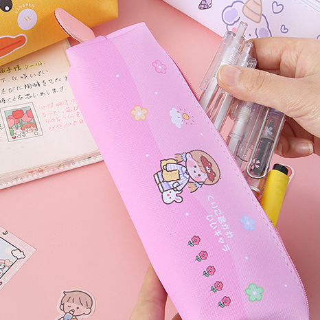 YPY-TP Tepak pensil PU Lucu Kartun Sekolah Korea pink creame putih alat tulis Tas Penyimpanan Kosmetik Sekolahan Kantoran wadah bolpen Cewek girl perempuan Bear kuning duck yellow case