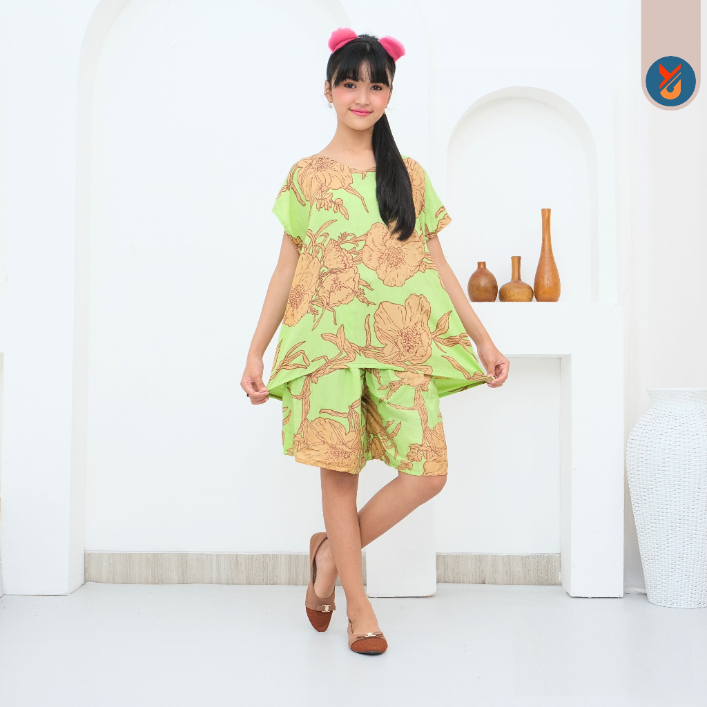 Setelan Wanita Setelan Remaja Celana Pendek Babydoll Setelan Celana Pendek Rayon