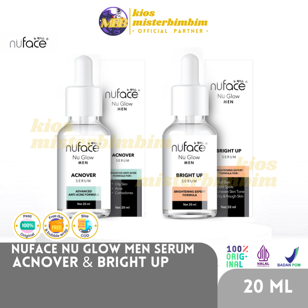 Nuface Nu Glow Men Face Wash Serum Series Bright Up Acne Care 20ML 100ML / Sabun Wajah Serum Pria Mencerahkan Melembabkan Berminyak Berjerawat