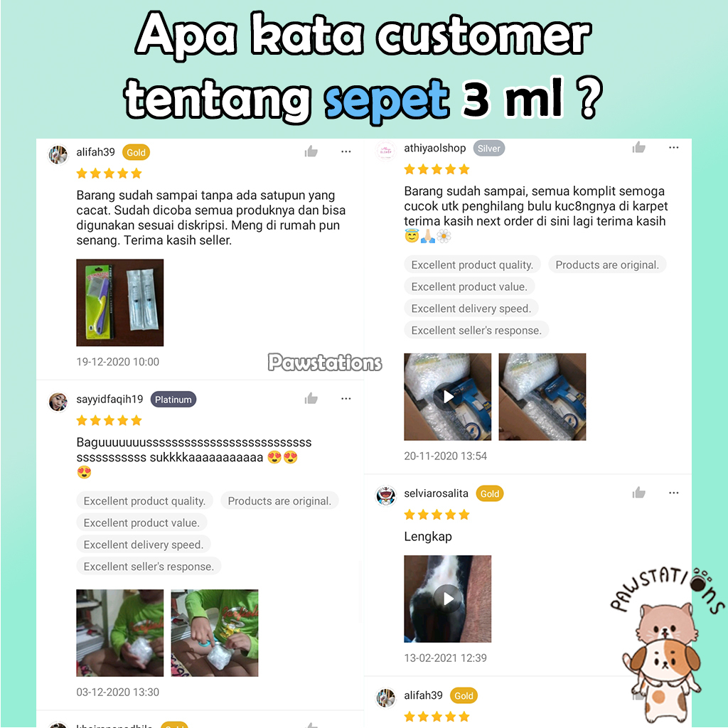 Spuit Sepet Spet Kucing Anjing Suntikan 3cc Suntikan 3ml Jarum Suntik untuk Makan dan Obat Kucing