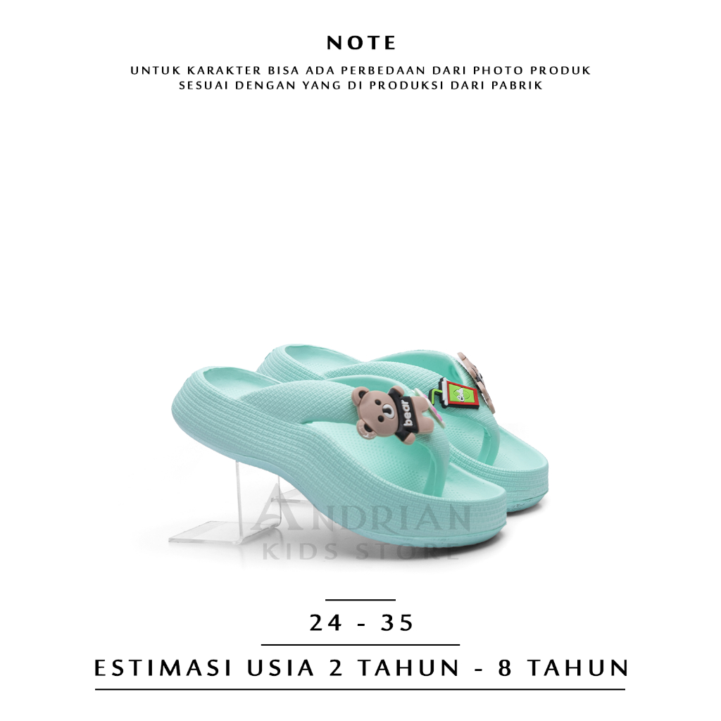 AKS Golfer - Sandal Anak Perempuan model jepit jibbitz new Karakter 2 - 8 Tahun