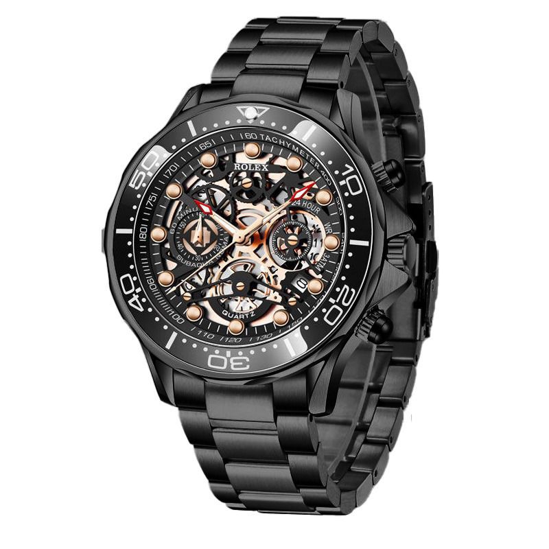 best seller produk terbaru jam tangan fashion pria rolex belalang chrono variasi KW-0377NA rantai tanggal aktif diameter 4,3cm include box kancing