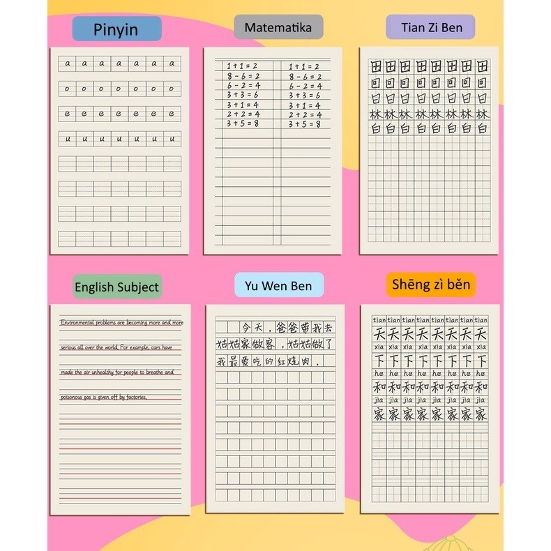 buku belajar tulis mandarin chinese practice writing book