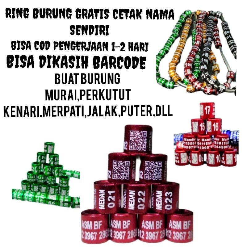 MEWAH Ring identitas burung murai batu bisa pesan nama dan no hp harga isi 25 biji