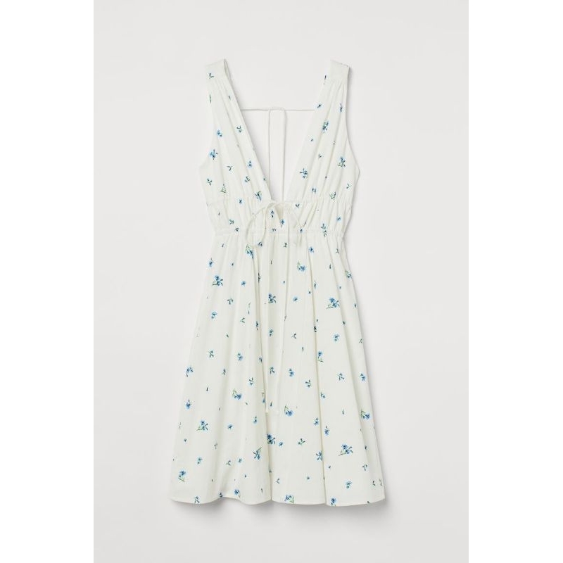 H&M V-Neck dress white blue floral