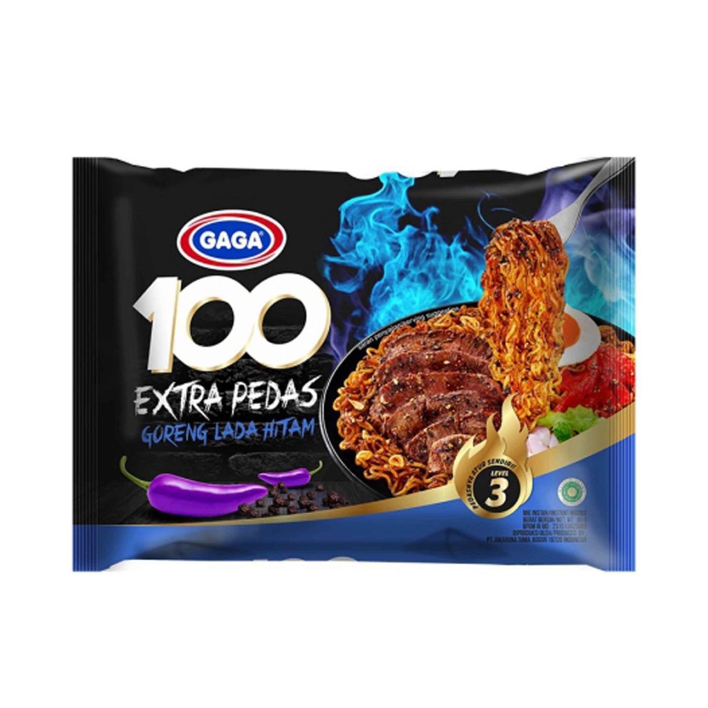 Mie Instan Gaga 100/ Mie Goreng Extra Pedas/ Mie Rasa Lada Hitam