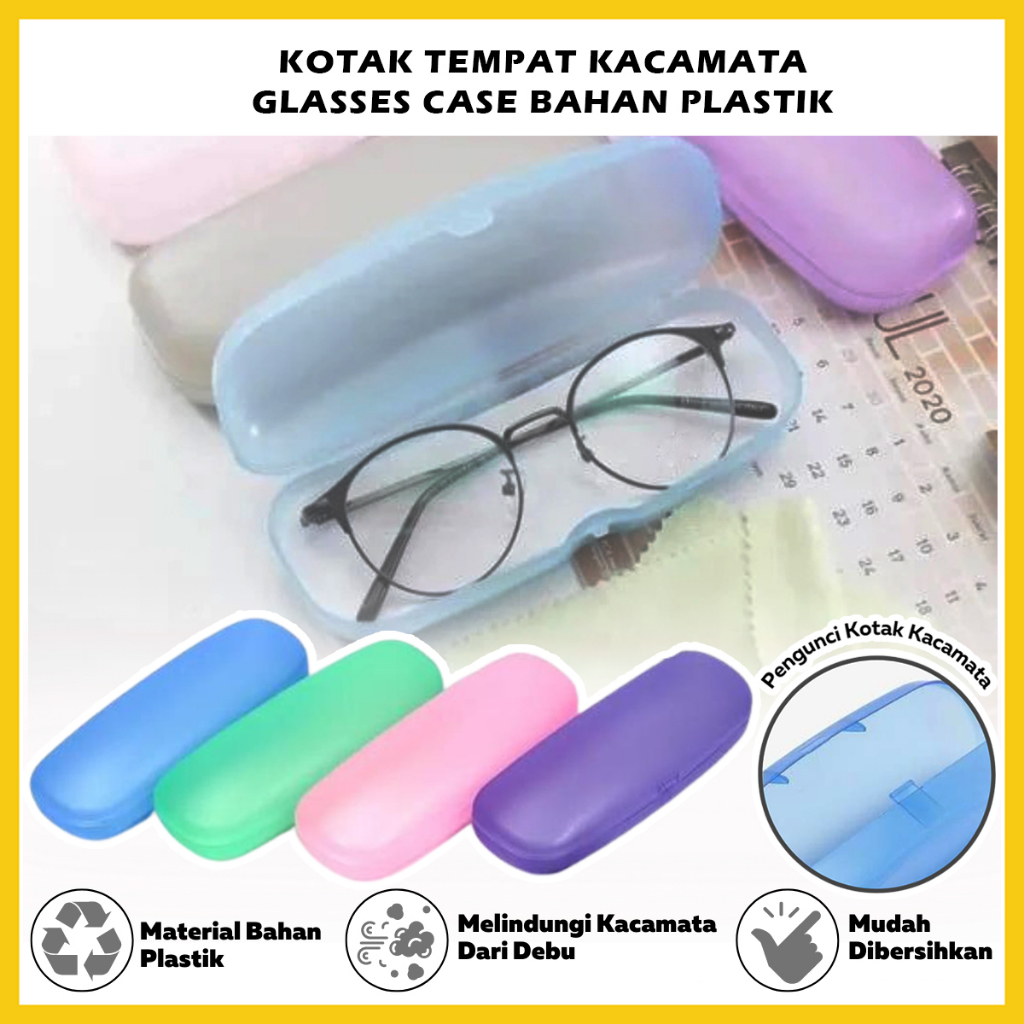 Kotak Kacamata Polos Bahan Plastik Transparant Eyeglasses Case Portable Box Tempat Penyimpanan Kaca Mata Simple Tembus Pandang