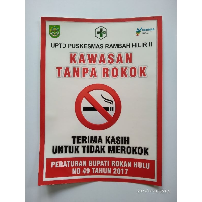 

(MIN ORDER 5) Stiker Kawasan Tanpa Rokok dengan Nama Instansi