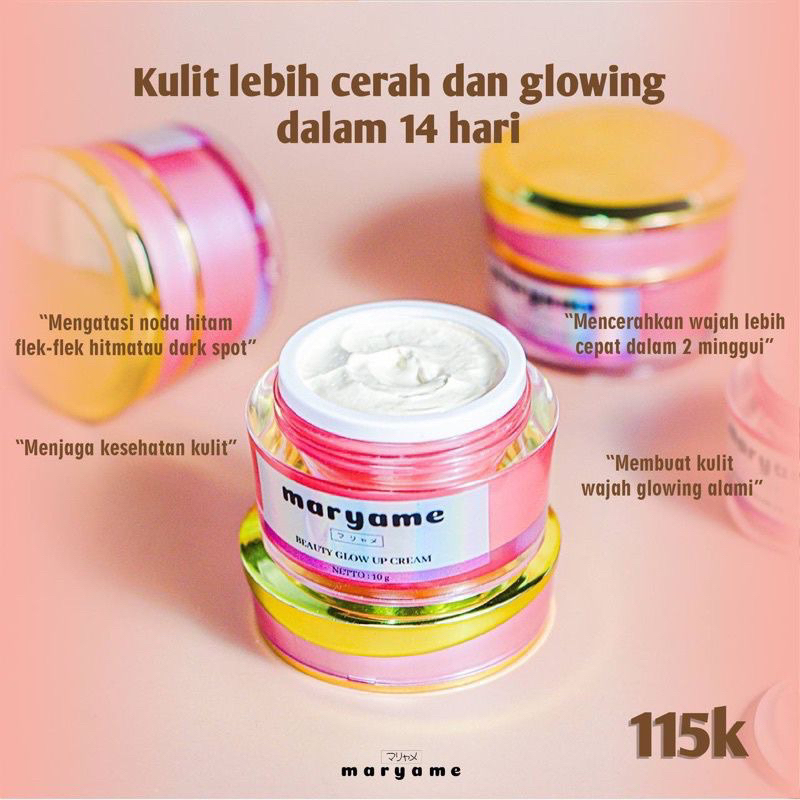 【ORIGINAL】 MARYAME BEAUTY - Glow Up Cream Maryame Beautee Moisturizer Serum Pemutih Pencerah Pelembab Glowing Anti Aging UV Penghilang Flek Hitam Sunscreen Foundation Wajah Ampuh Original Viral BPOM