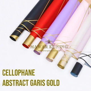 

[ 5 Lembar ] Cellophane Abstract Garis Gold - ATWF