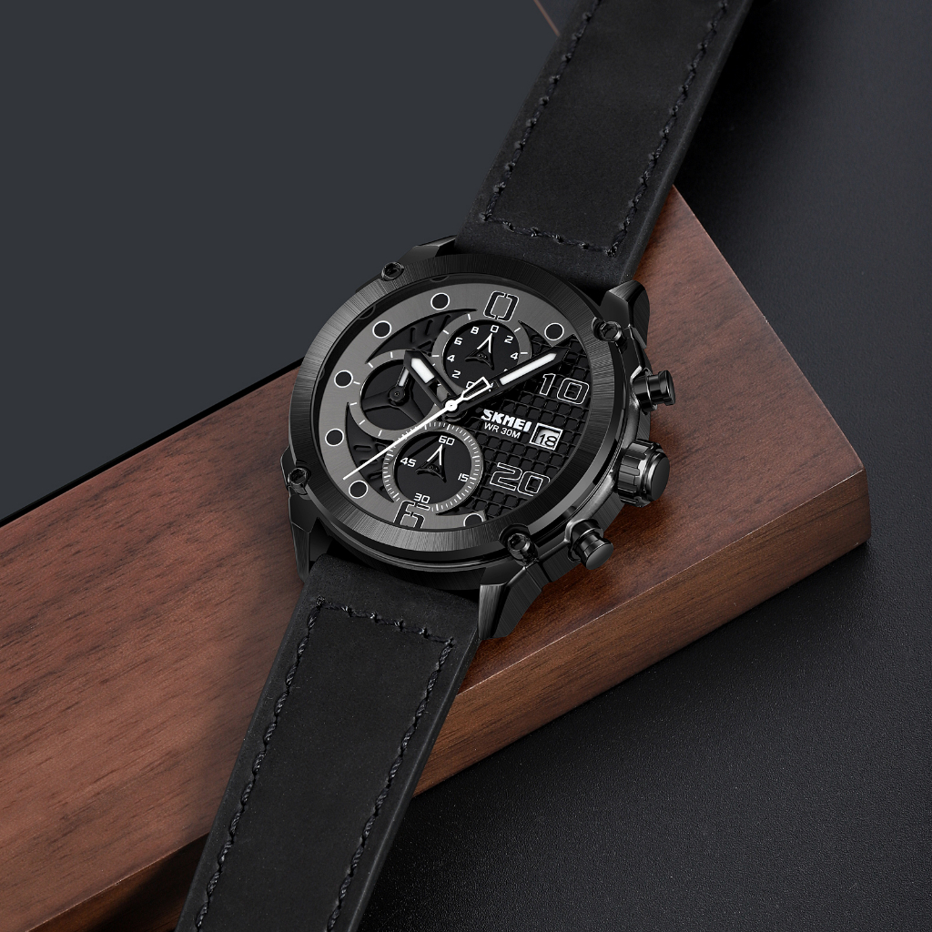 SKMEI 2051 Jam Tangan Pria Analog Chronograph Tali PU Leather WATCHKITE WKOS