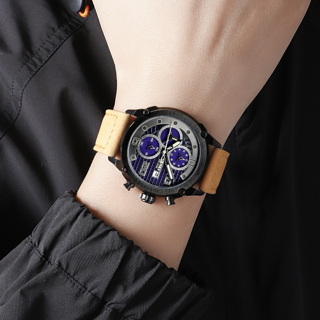 SKMEI 2051 Jam Tangan Pria Analog Chronograph Tali PU Leather WATCHKITE WKOS
