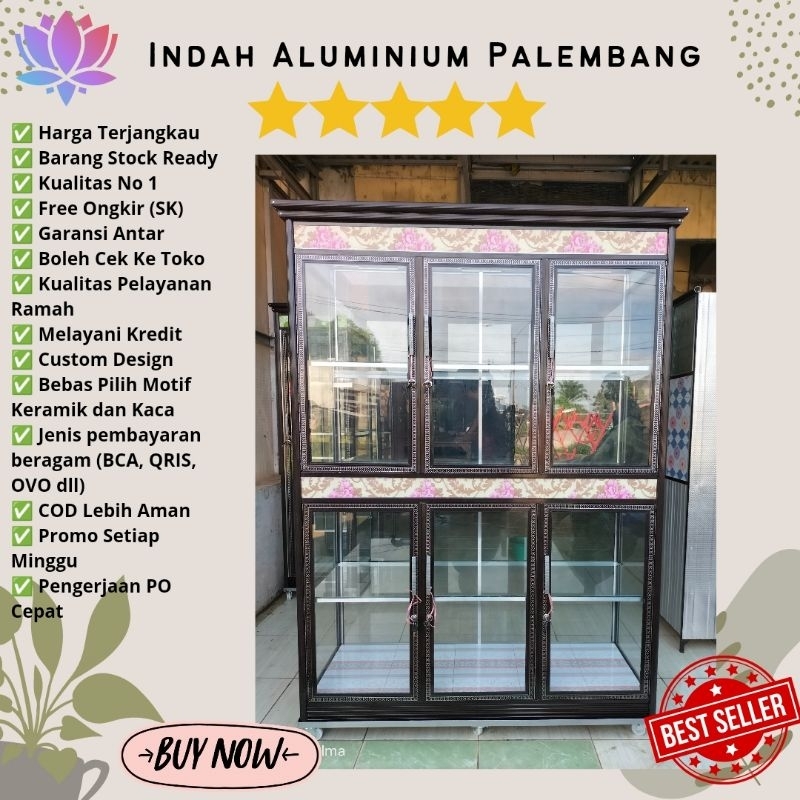 LEMARI HIAS 3 PINTU MINIMALIS ALUMINIUM PALEMBANG