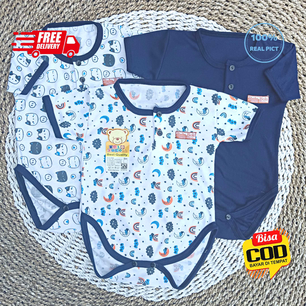 SALE 7.7 Serian Navy - 3 pcs Jumper Bayi NAVY SERIES 0 sd 6 Bulan merk SNI Bolo - Bolo / Baju Bayi Jumper Serian Navy