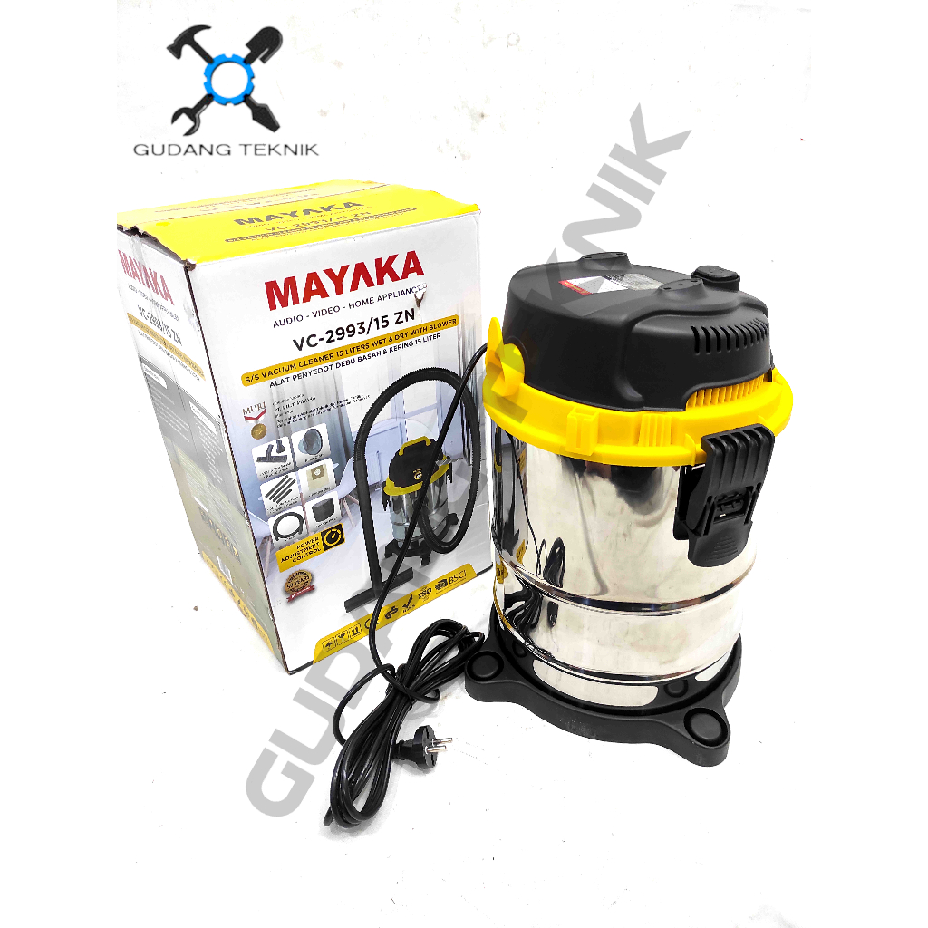 Vacuum Cleaner 15L Dry Wet MAYAKA VC2993 / Vacum Vakum Cleaner 15 Liter VC 2993 - Penyedot Debu Kering Basah VC-2993 MAYAKA