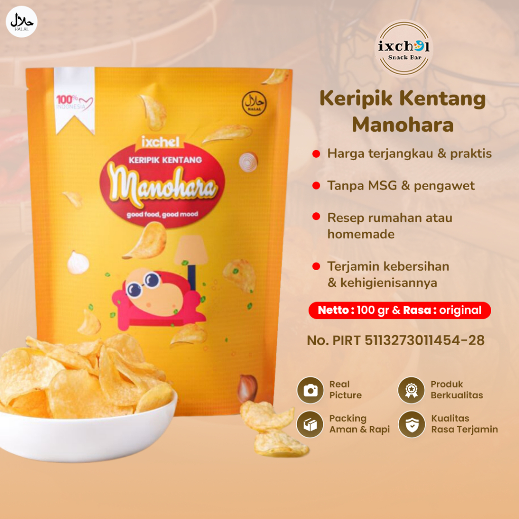 

Keripik Kentang Manohara Rasa Original Kemasan 100Gr Makanan Cemilan Kripik Homemade