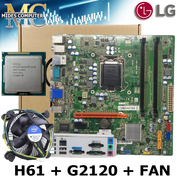 Mainboard mobo LGA 1155 H61 OEM + Processor G2120 / G2130 + FAN